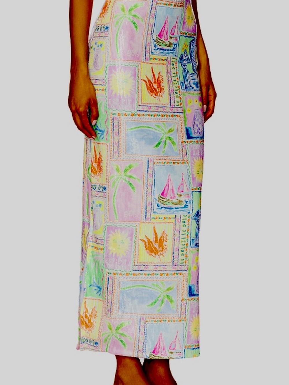 NWT Show Me Your Mumu Sunlight Summer Patchwork Full Sequin Midi Maxi Skirt M